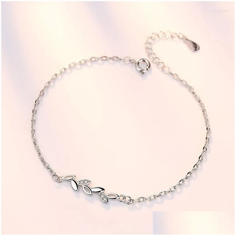 Charm Bracelets Korean Leaf Charms Bracelet Lucky Silver Plated For Women & Bangles Jewelry Femme Bileklik Z6CF4