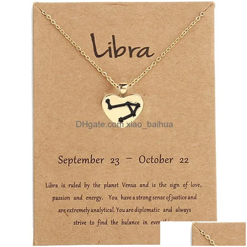 douze signes les du zodiaque collier amour gouttes dhuile pendentif zodiac lockbone chaine