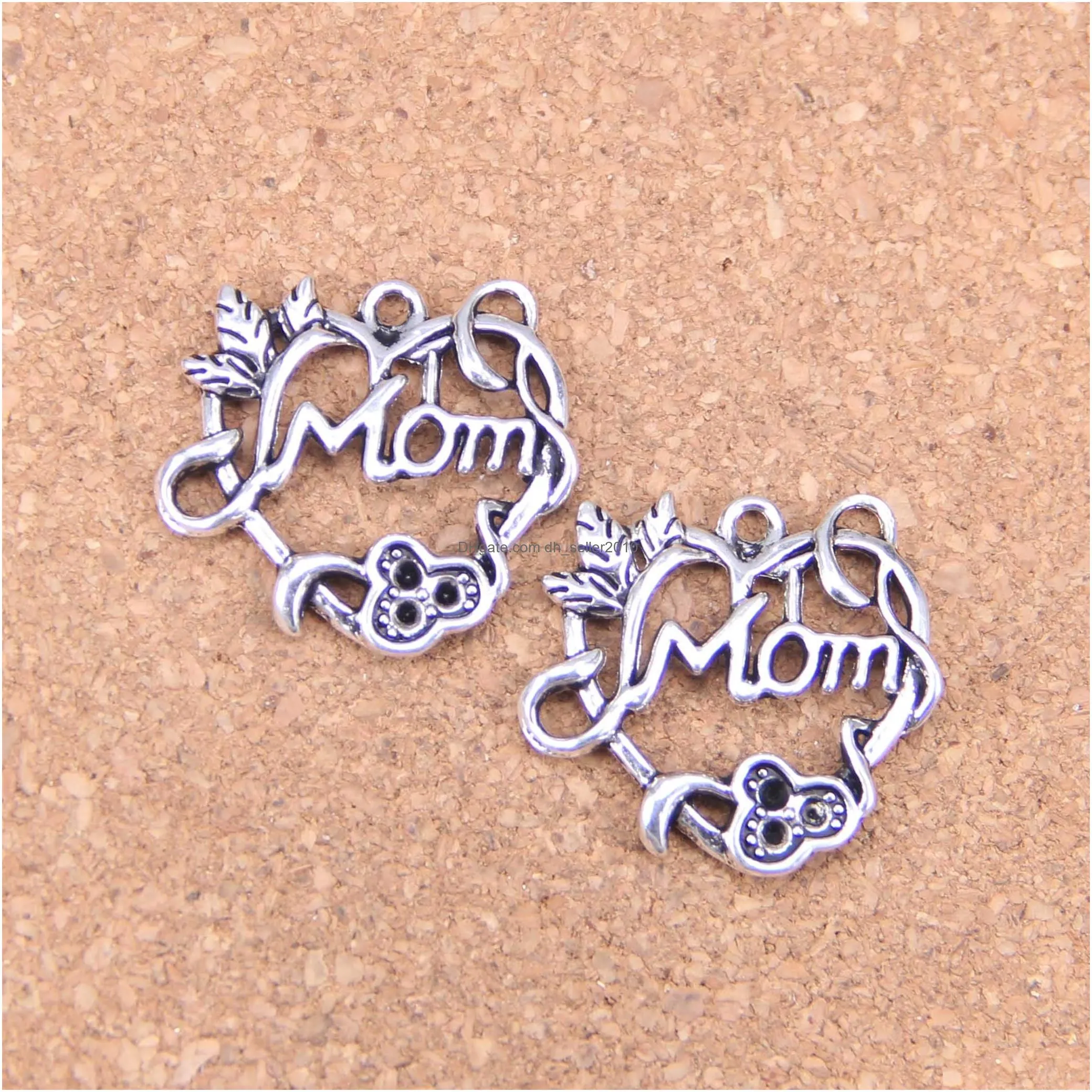 Charms 46Pcs Antique Sier Bronze Plated Heart Mom Pendant Diy Necklace Bracelet Bangle Findings 26X24Mm Drop Delivery Jewelry Componen Dhoih