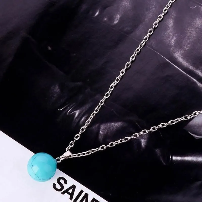 Pendant Necklaces 2023 Fashion Jewelry Chain Round Multi Color Beads Pearl Blue Necklace Collier Femme Choker Long For Women