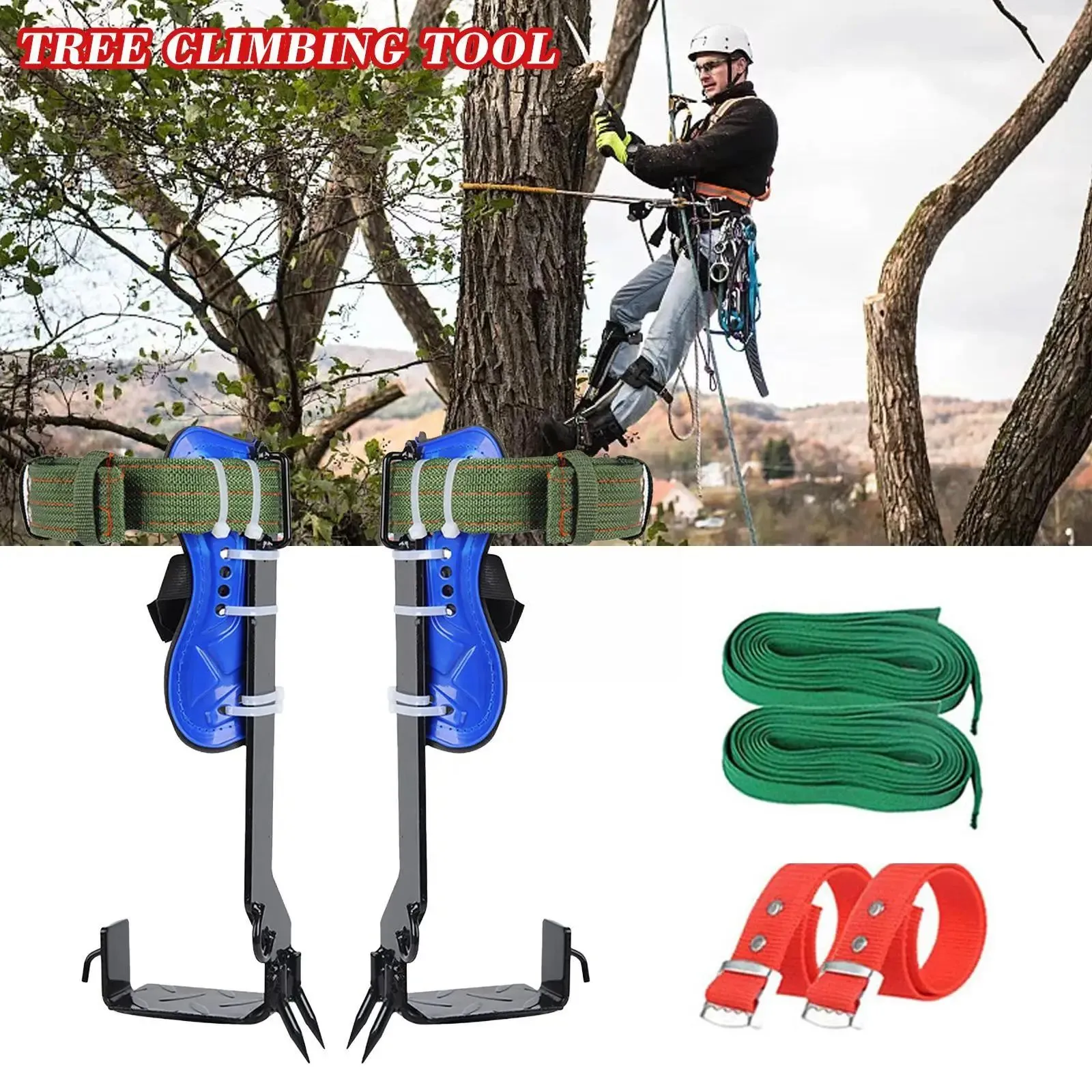 Accessories 2 Gears Tree Climbing Spike Set Safety Belt Adjustable Camping Steel Belt Stainess Belt Safety Rope Accessories Rescue