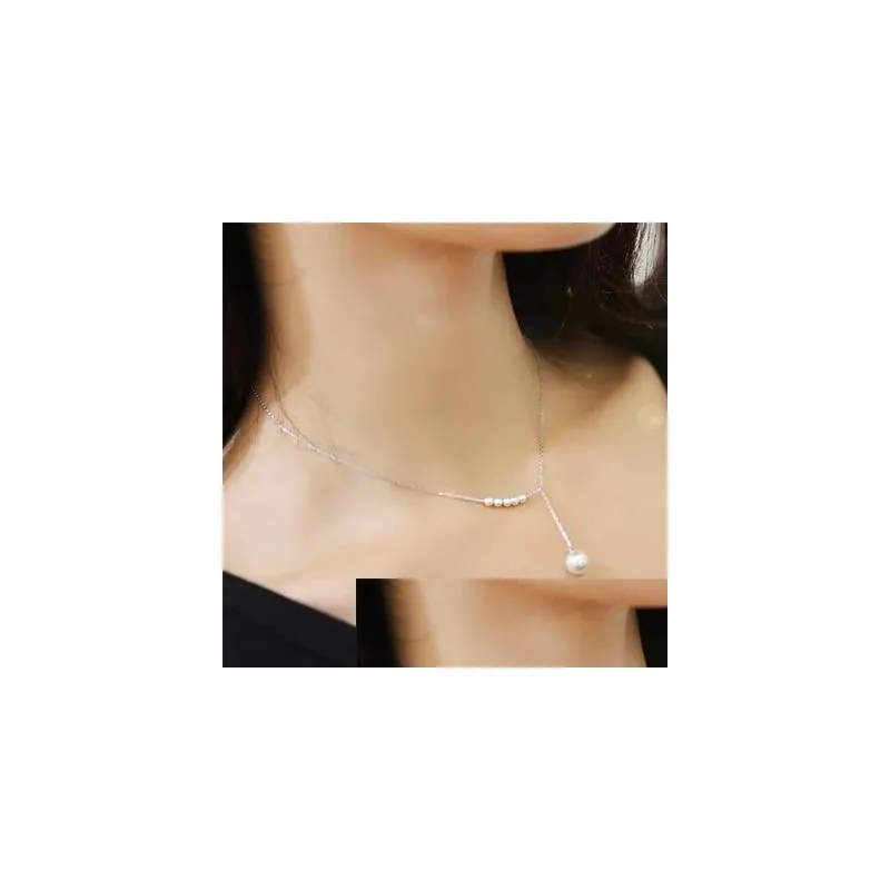 Pearl Pendant Gold Silver Color Chain Women Necklace Korean Drama TV Star Choker Necklaces/bizuteria/collar Perlas/schmuck Chokers