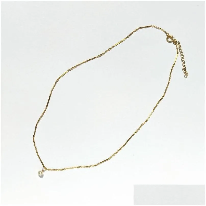 Pendants Lii Ji American 14K Gold Filled Pearl Pendant Necklace 40 5cm Minimalist Simple Boho Choker