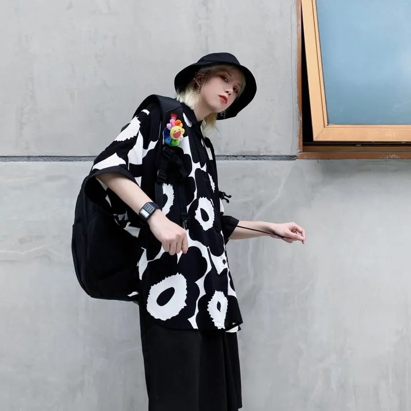 Women`s Blouses Dark Gothic Black Summer Short Sleeve Men And Women Shirt Vintage Casual Tops Unisex Harajuku Streetwear Camisa
