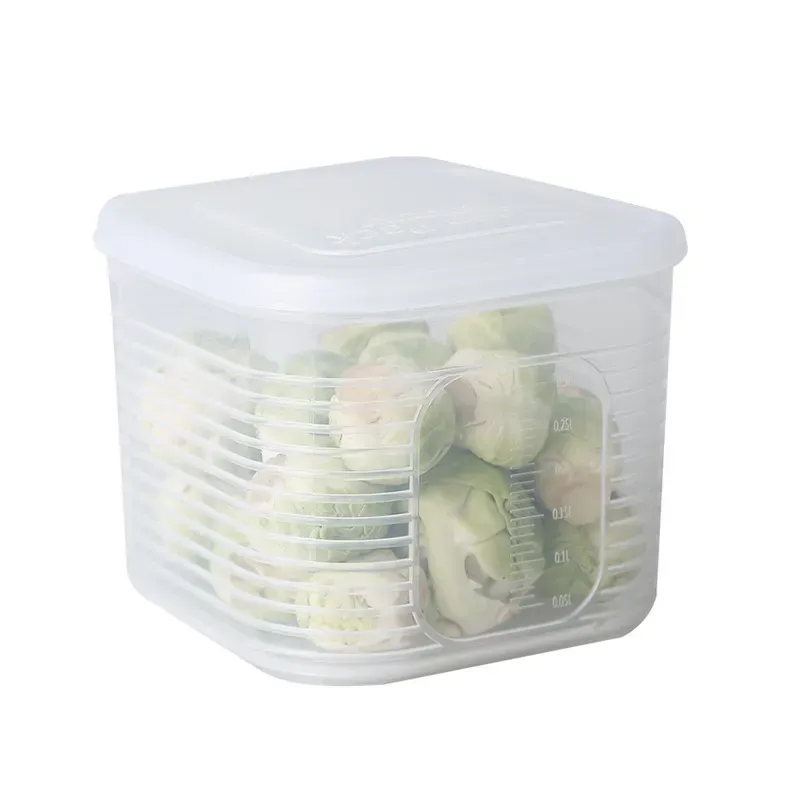 Food Storage Container with Sealed Soft Lid Refrigerator Drawer Stackable Kitchen Pantry Box with Scale for Microwave