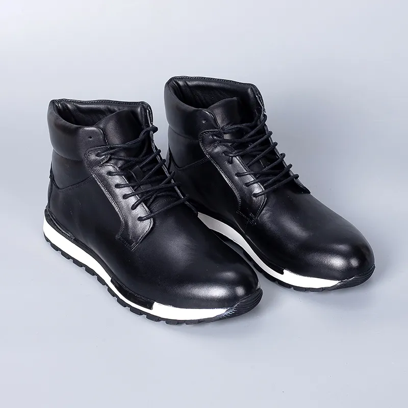 British style ankle boots Winter high top vintage leather boots Men's casual boots Business luxury botas para hombre A3