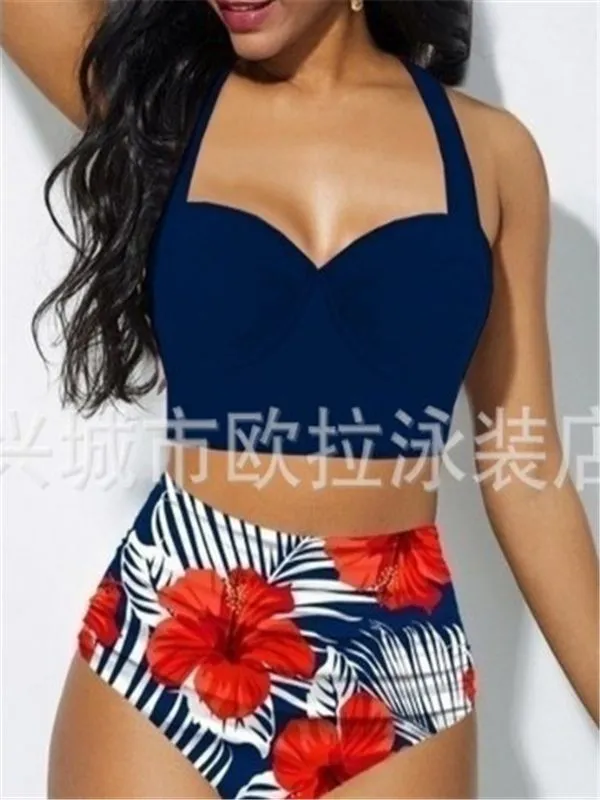 Colors Women Two Piece Swimsuit Print Strapless Band Sexy Beach Style Summer Bathing Suits Women`s Swimwear