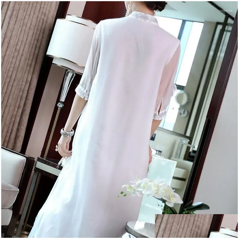 Ethnic Clothing Women Summer 2023 Style Zen Mid-length Retro Chinese Improved Cheongsam Dress