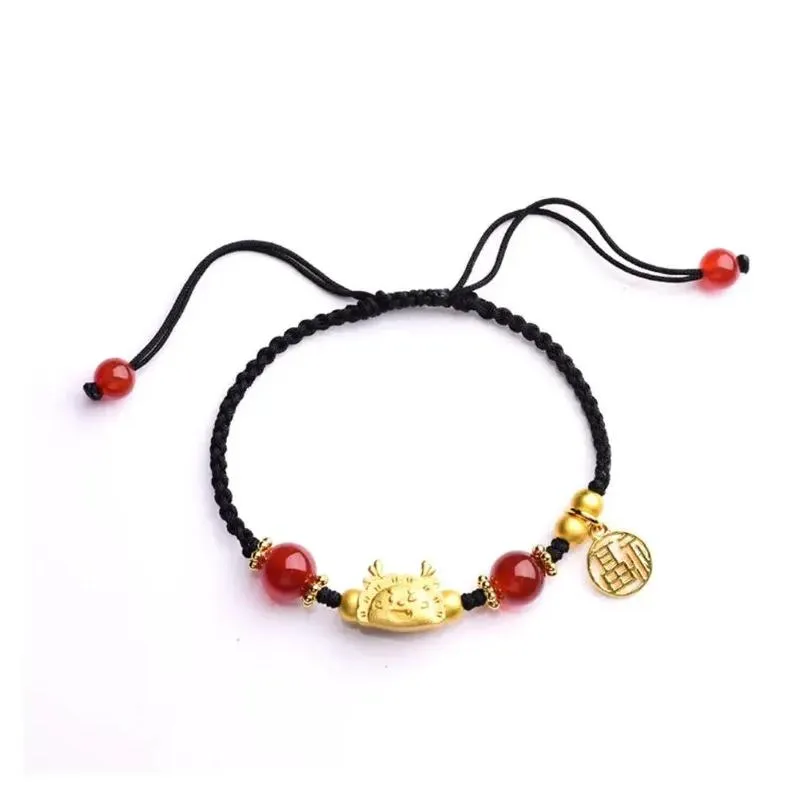 Charm Bracelets 2024 Dragon Year Lucky Red Rope Braided Attracts Fortune Handmade Fashion Jewelry Gifts