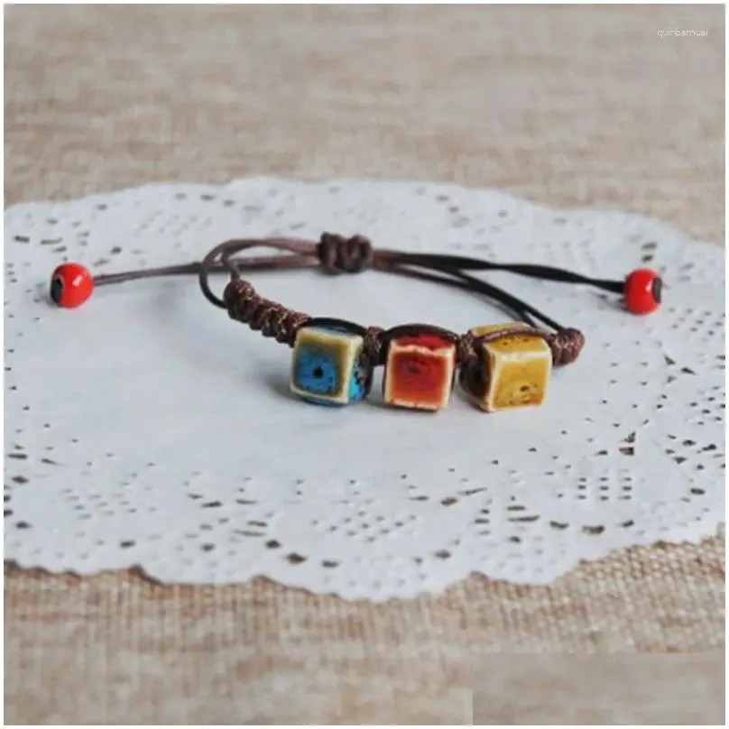 Charm Bracelets 10pcs Ethnic Ceramic Bracelet Adjustable Artisanal Colorful Beads Summer Fashion Accessories