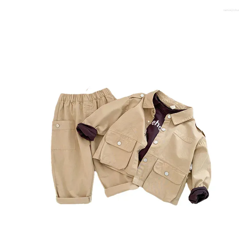 Clothing Sets Children`s Wear Spring Suit Korean Style Top Pants Two-piece Fashionable Foreign Solid Color