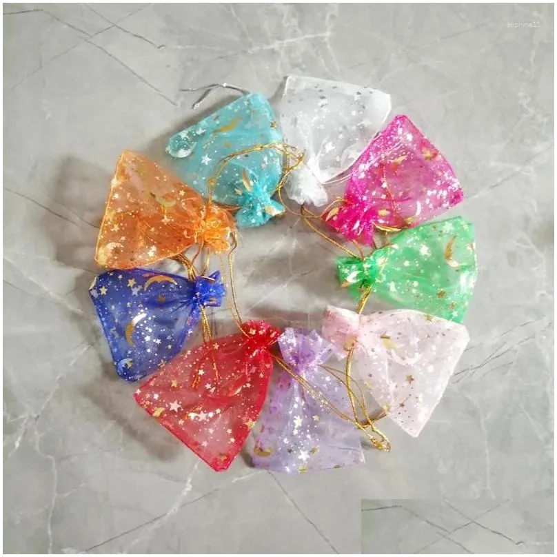 Gift Wrap 500Pcs Butterfly Star Moon Organza Bag 7 9 12 13 18Cm Wedding Dstring Jewelry Packaging Display Drop Delivery Dheed