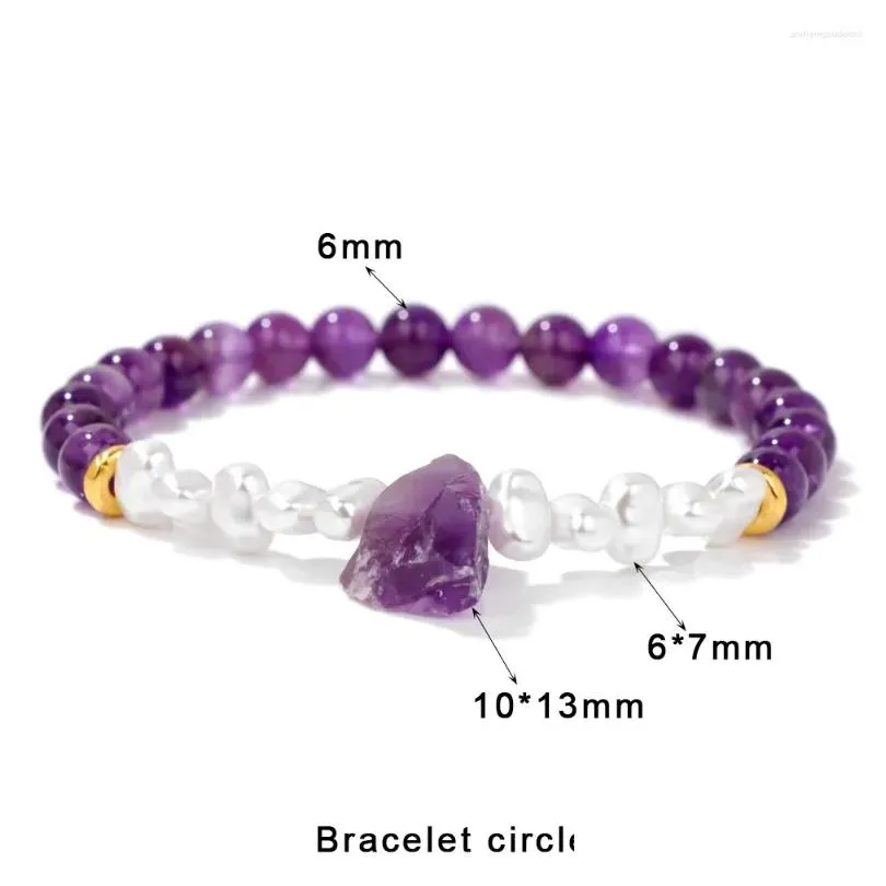 Charm Bracelets Irregular Natural Raw Stone Bracelet Exquisite Freshwater Pearl Bead Crystal Amethysts Bangle Jewelry Gift