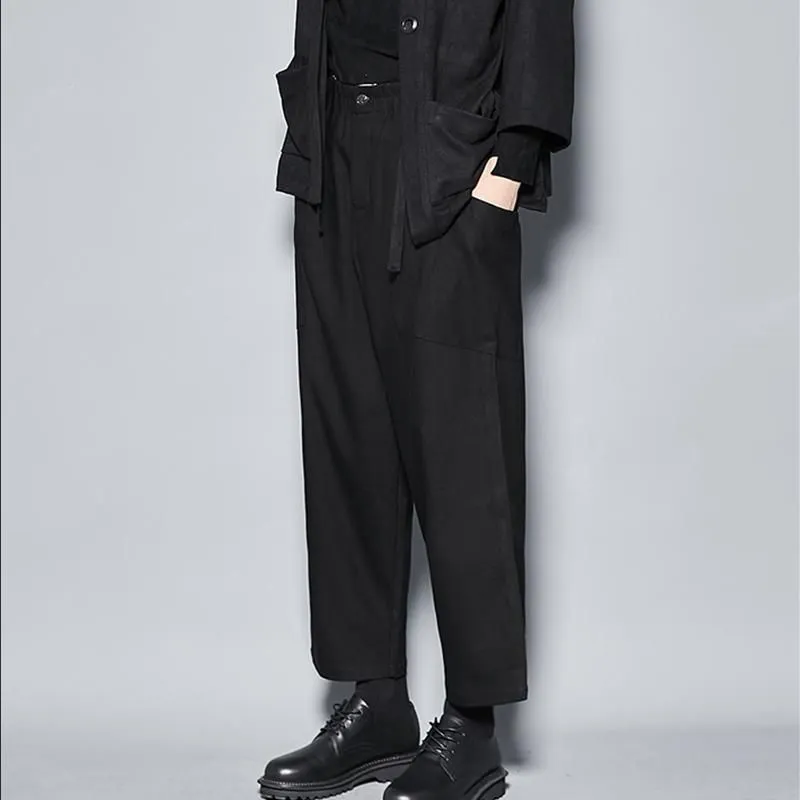Japanese Cut Yamamoto Style, Loose Men And Women Casual Harem Trousers Wide Leg Nine Sub-trousers Street Style Men`s Pants