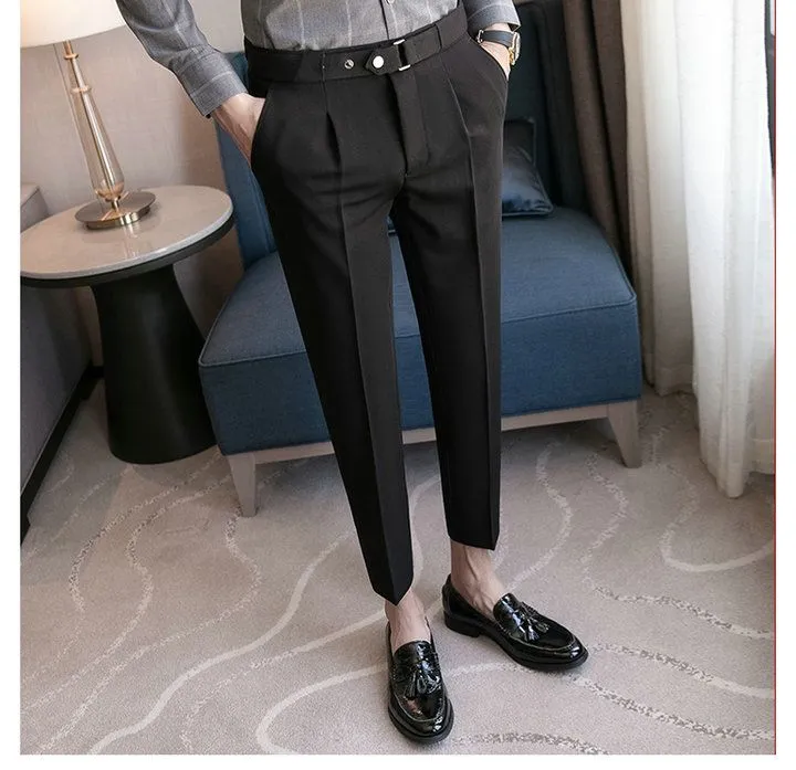 Pants 9 Part Pants For Men Pleated Pants Korean Fashion Ankle Length Streetwear Casual Pant Men`s Formal Trousers Slacks Chinos 2022