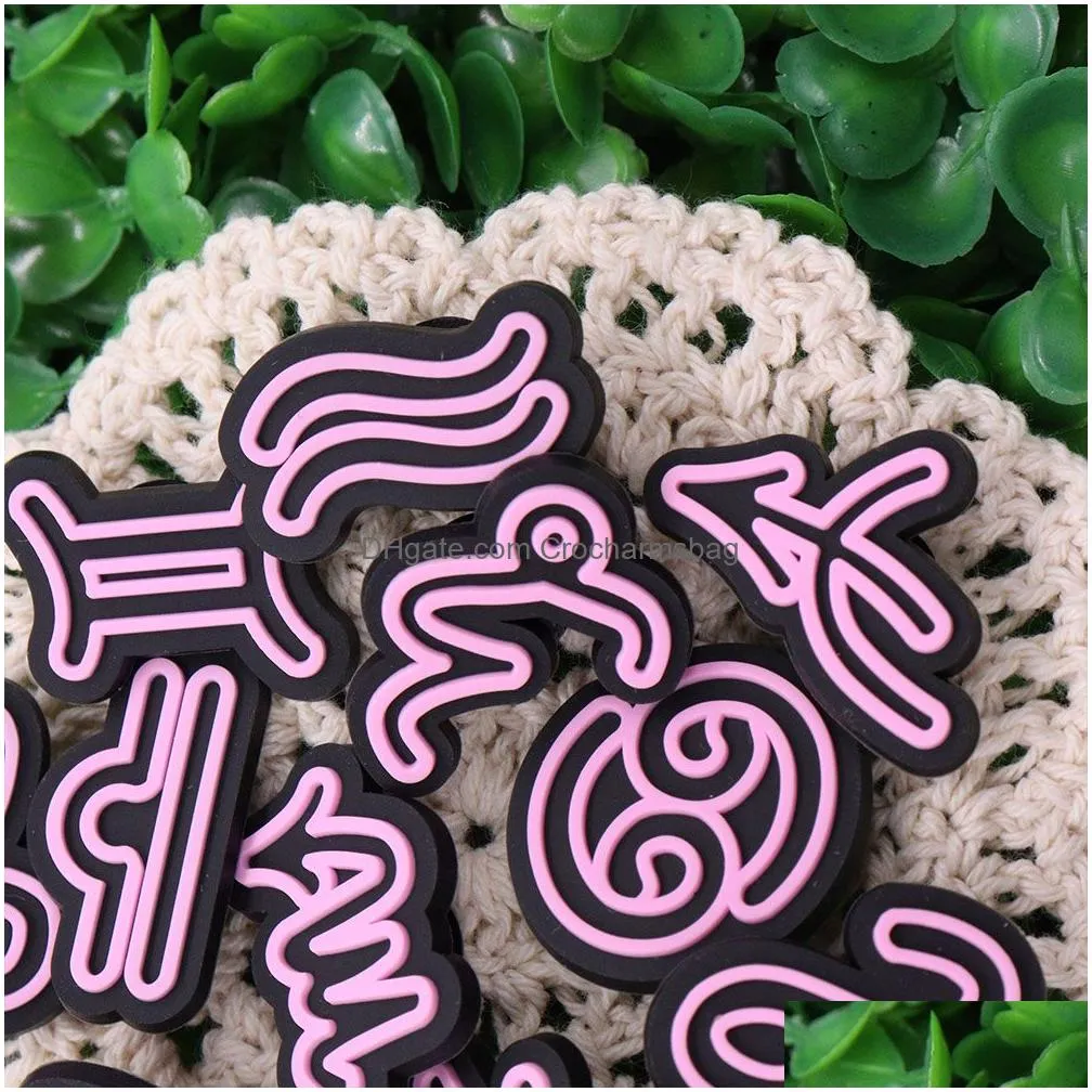 Shoe Parts & Accessories Wholesale 100Pcs Pvc Signs Of The Zodiac Taurus Fashion Charms Man Woman Buckle Decorations For Bracelet Butt Dhii0