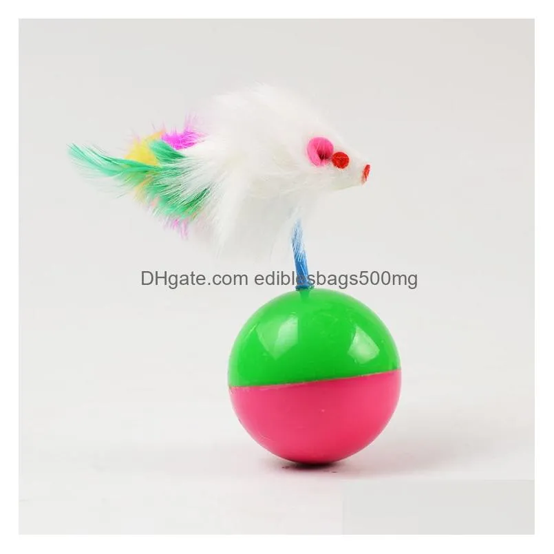 tumbler mouse color feather mouse fur mouse toy ball fun cat toy pet supplies