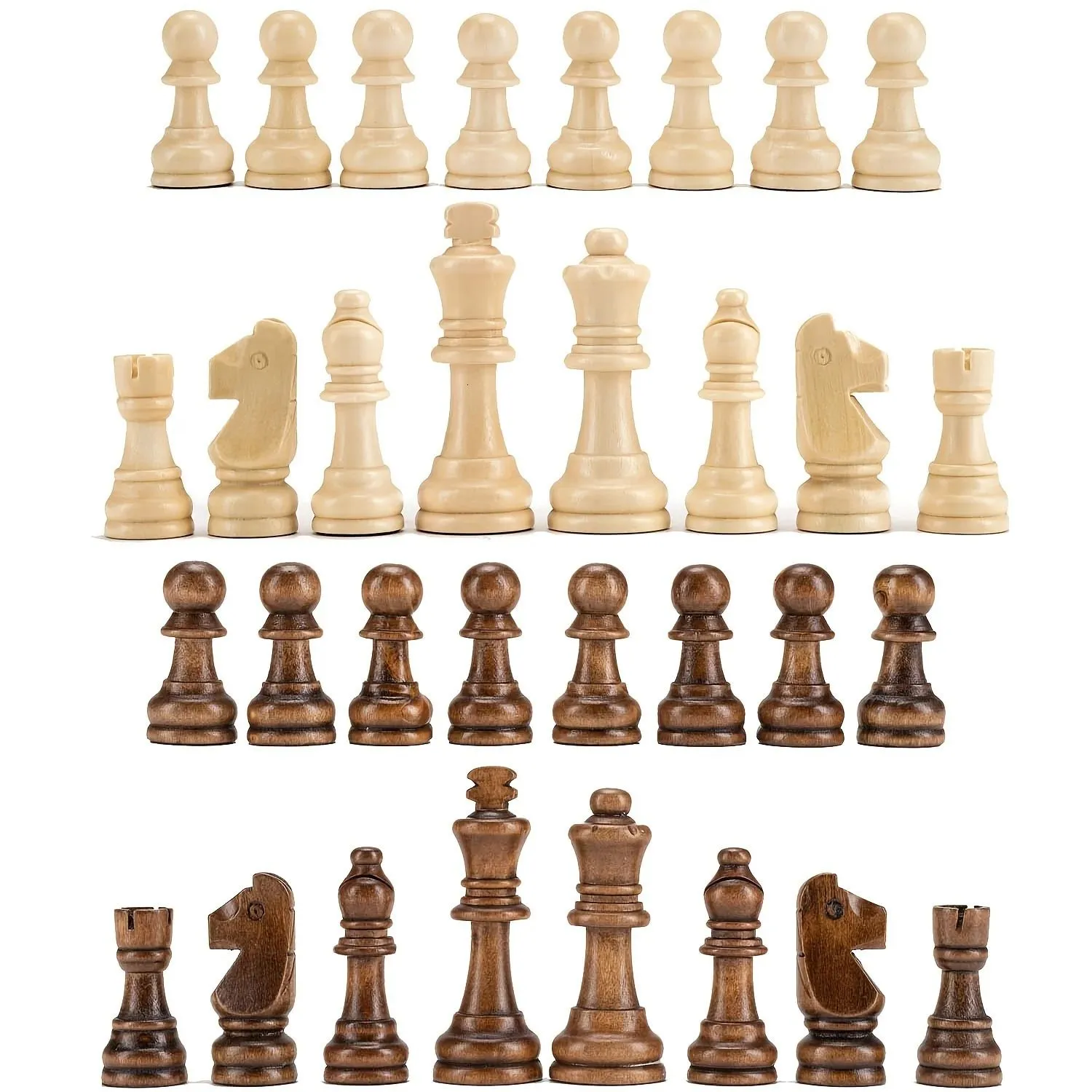 Chess Games 32 Pieses Wooden Chess Standard Tournamen Staunton Wood Chessmen 8cm King HeightChess Pieces Only No Board 231031