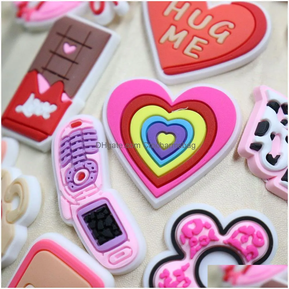 Shoe Parts & Accessories Wholesale 100Pcs Pvc Happy Valentines Day Hello Gorgeous So Mate Charms Girls Woman Buckle Decorations For Ba Dhuvj