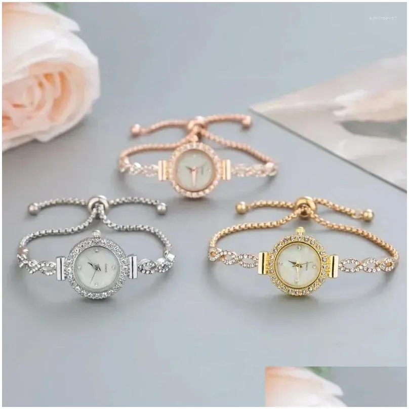 Wristwatches Women Bracelet Watch Mujer Golden Relojes Small Dial Quartz Leisure Wristwatch Hour Female Ladies Elegant Relo Drop Deli Dhyvo