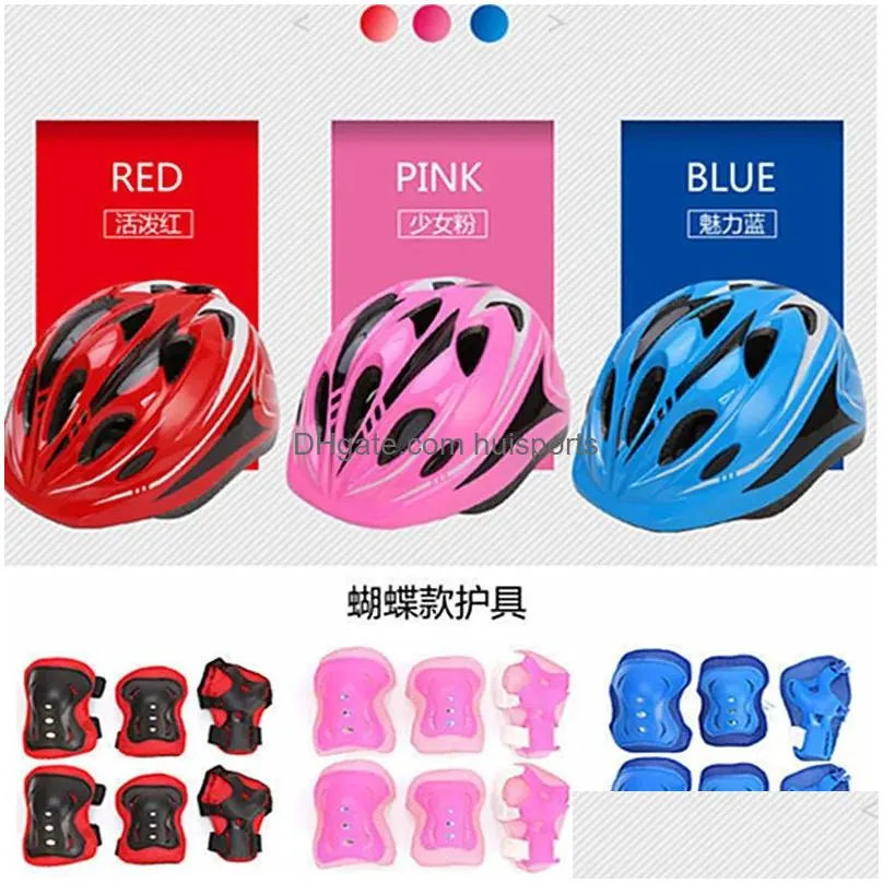 board 7pcs skateboard roller skating protector set boys girls kids skate cycling bike safety helmet knee elbow pad set