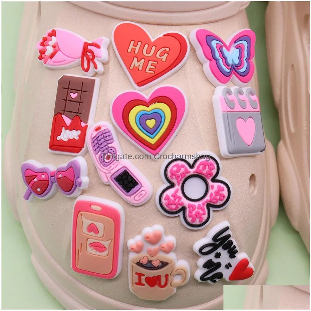 Shoe Parts & Accessories Wholesale 100Pcs Pvc Happy Valentines Day Hello Gorgeous So Mate Charms Girls Woman Buckle Decorations For Ba Dhuvj