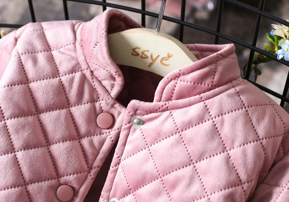 Jackets New Girls Pink Jacket Kids designer clothes Girl Fashion long sleeve Warm Outwear children Winter casual Coat Clothing