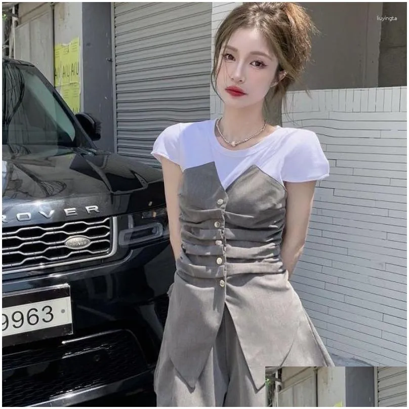 Women`s Tracksuits Woman Matching Set Blazer Shirts And High Waist Shorts Female England Style Short Patchwork Femme Two Piece Chic