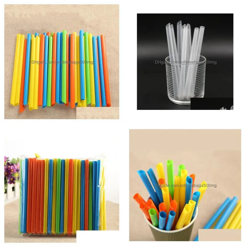 disposable straw 19cm color black transparent eight-treasure porridge bubble tea straw pointed thick straw 100