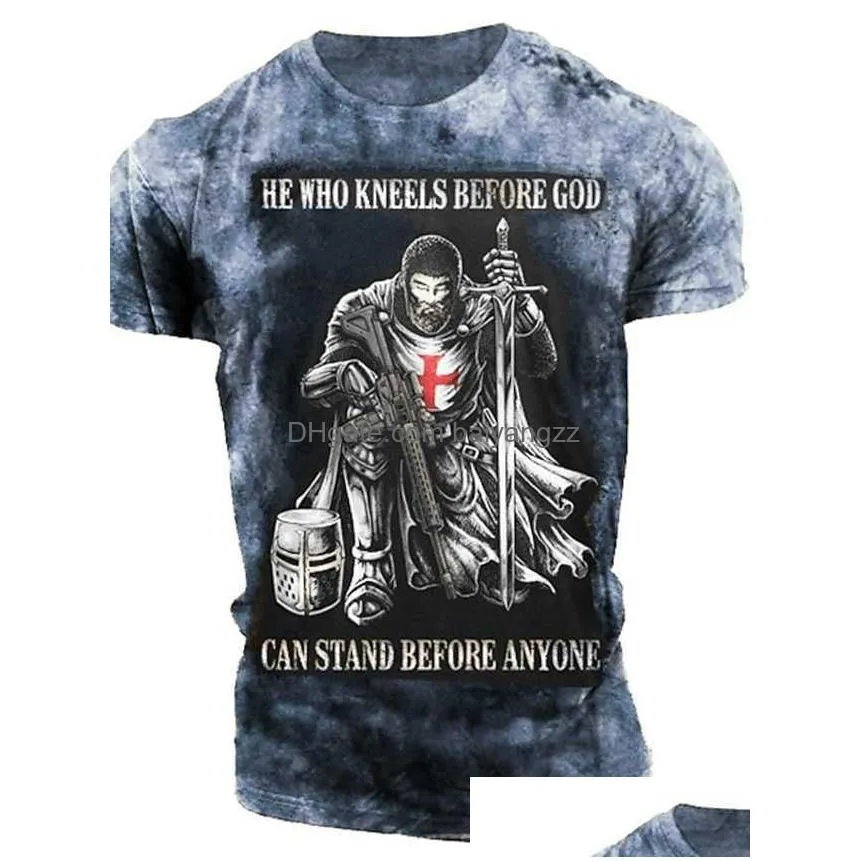 rukas t-shirt graphic yew t-shirt with slogan templar knight cross soldier cut throat red blue brown green grey 3d print large size outdoor