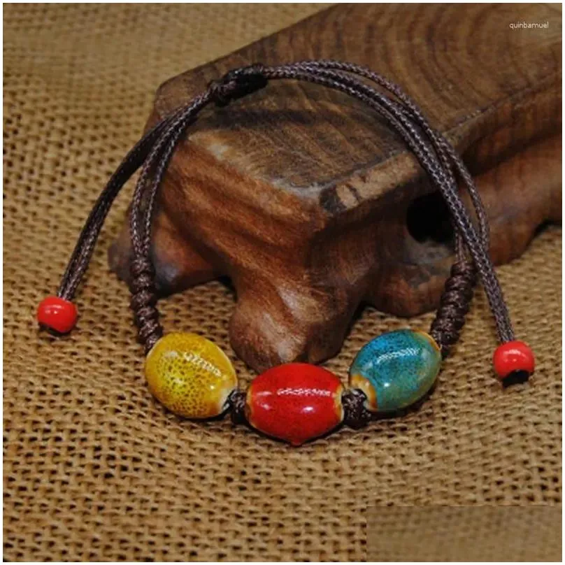 Charm Bracelets 10pcs Ethnic Ceramic Bracelet Adjustable Artisanal Colorful Beads Summer Fashion Accessories