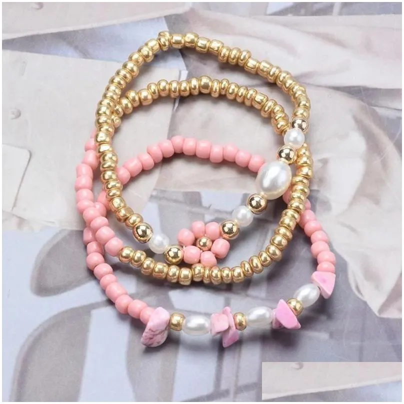 Charm Bracelets Fashion Acrylic Seed Beaded DIY For Women Cute Bracelet Jewelry Faux Pearls Handmade Femme Accessories