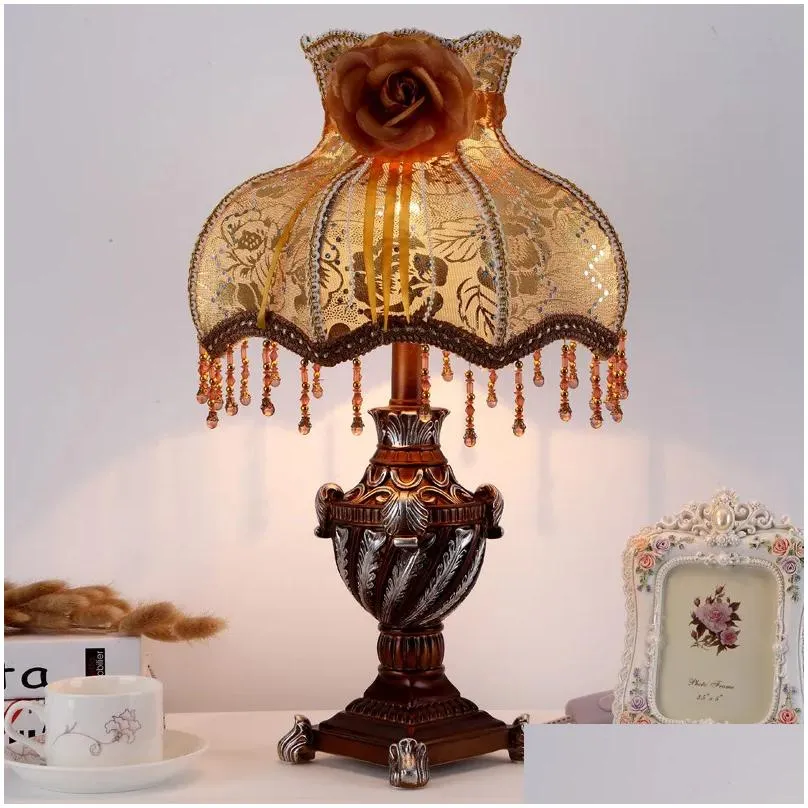 Table Lamps Nordic Princess Vintage Lamp Lamparas De Mesa Para El Dormitorio Light For Living Room Bedroom Decor Resin Fixtures Drop Dhult