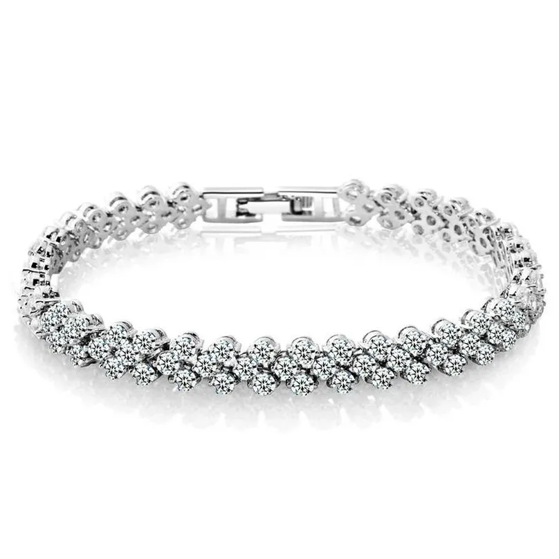 roman diamond charm bracelets for women silver rose gold color zircon crystal rhinestone bangle luxury fashion design jewelry bracelet girls lady