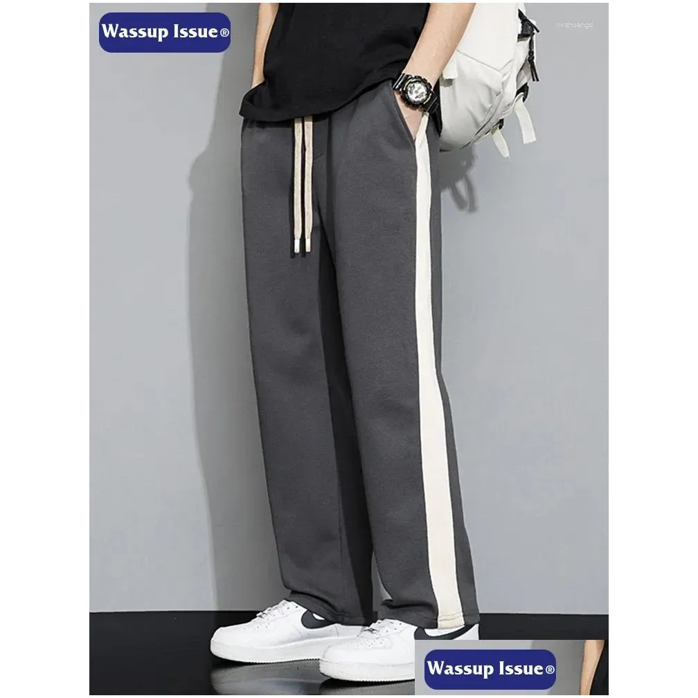 Men`s Pants WASSUP ISSUE Wide Leg Spring And Autumn Loose Fashion Casual Sanitary For SportS