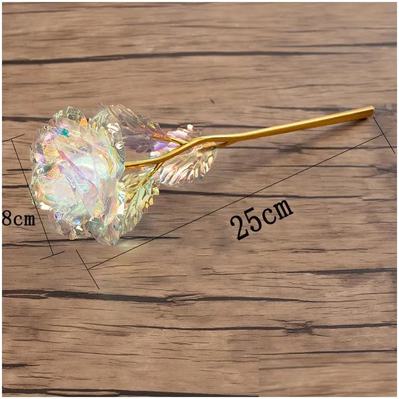 Party Favor 24K Gold Foil Rose Flower Led Luminous Everlasting Mother Valentines Day Gift 2 Colros Drop Delivery Home Garden Festive S Dhhdh