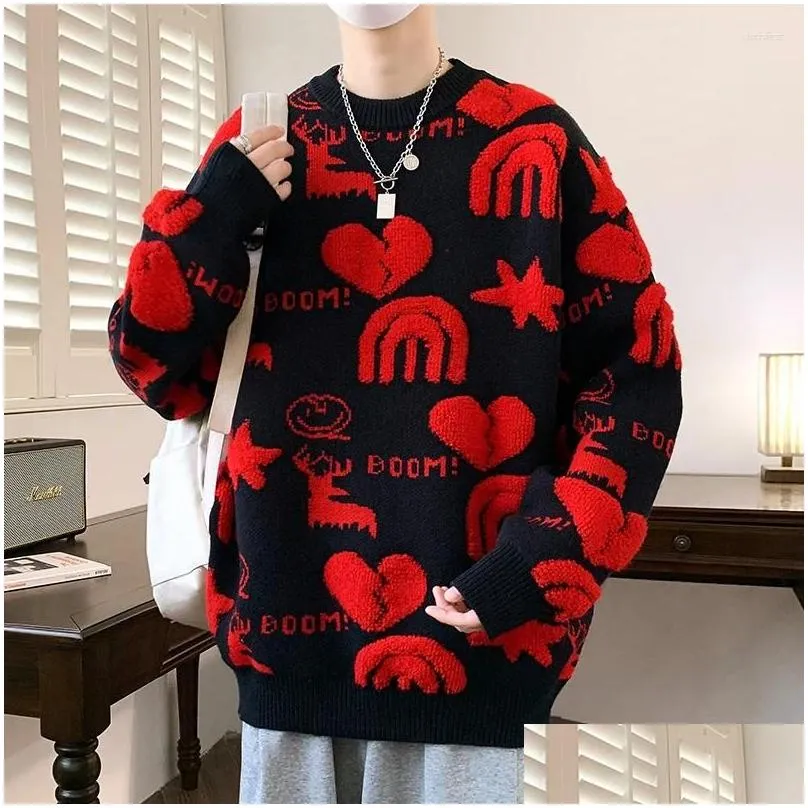 Men`s Sweaters Men Fashion Round Neck Sweater Autumn Winter Warm Knitwear Pullovers Loose Casual Sweatshirts Knitted Jumper Streetwear