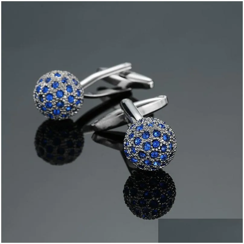 Cuff Links Novelty Luxury Blue White Cufflinks For Mens Brand High Quality Crown Crystal Gold Sier Shirt D19011003 Drop Delivery Jewel Dhhuj