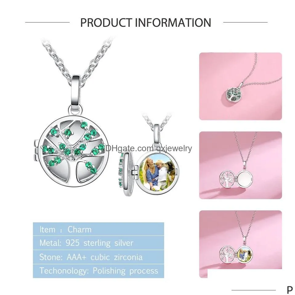 Pendant Necklaces Eleshe Personalized Custom Po Necklace Family Tree 925 Sterling Sier Customized For Women Fashion Drop Delivery Jewe Dhlnb