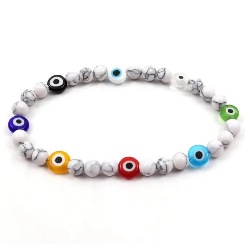 Charm Bracelets Colorful Devil`s Eye Bracelet Men 2023 Fashion Simple Width 6mm Matte Bead For Jewelry Gift Pulsera Hombre