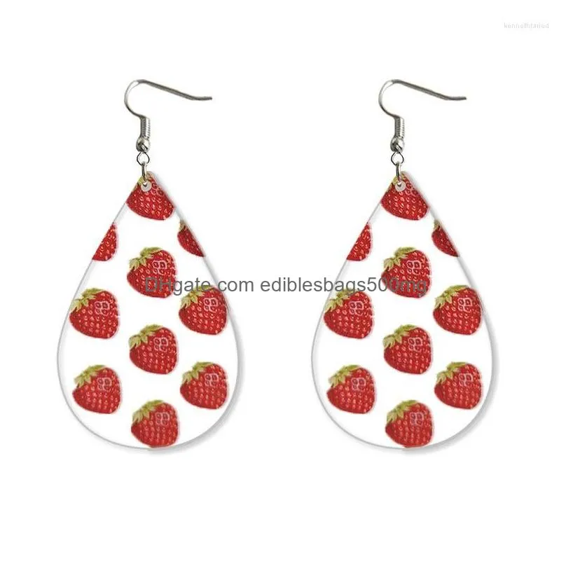 Dangle Chandelier Earrings Spring Summer Fruits Stberries Kiwifruit Papaya Avocado Printed Acrylic Teardrop Drop For Women Trendy J Dhqh2