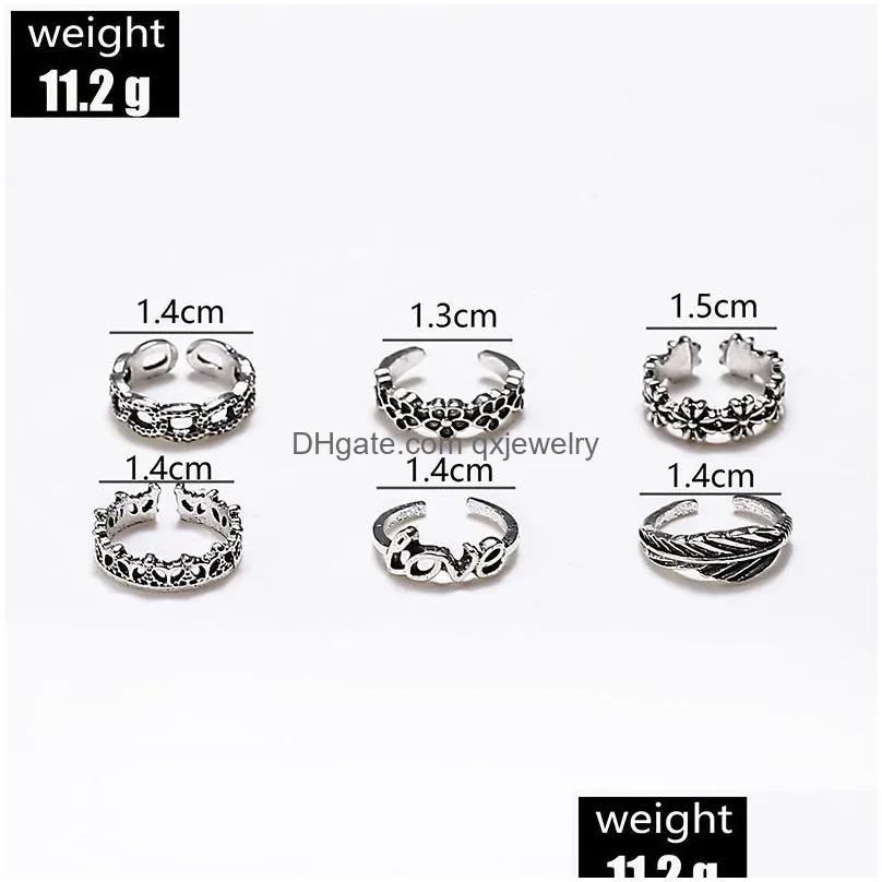 Toe Rings Creative Adjustable Retro Hollow Carved Star Moon Opening Finger Ring For Women Boho Beach Foot Jewelry Drop Delivery Body Dhrbe