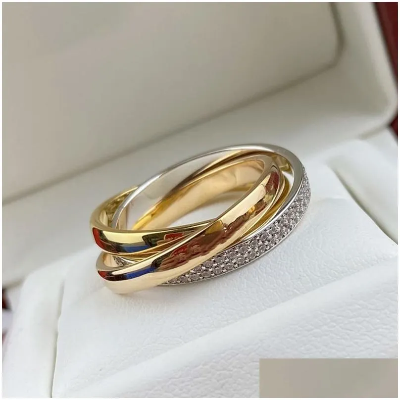 trinity ring charms for woman designer Couple Size 678 for man diamond Tricyclic crossover T0P quality Gold plated 18K official reproductions anniversary gift