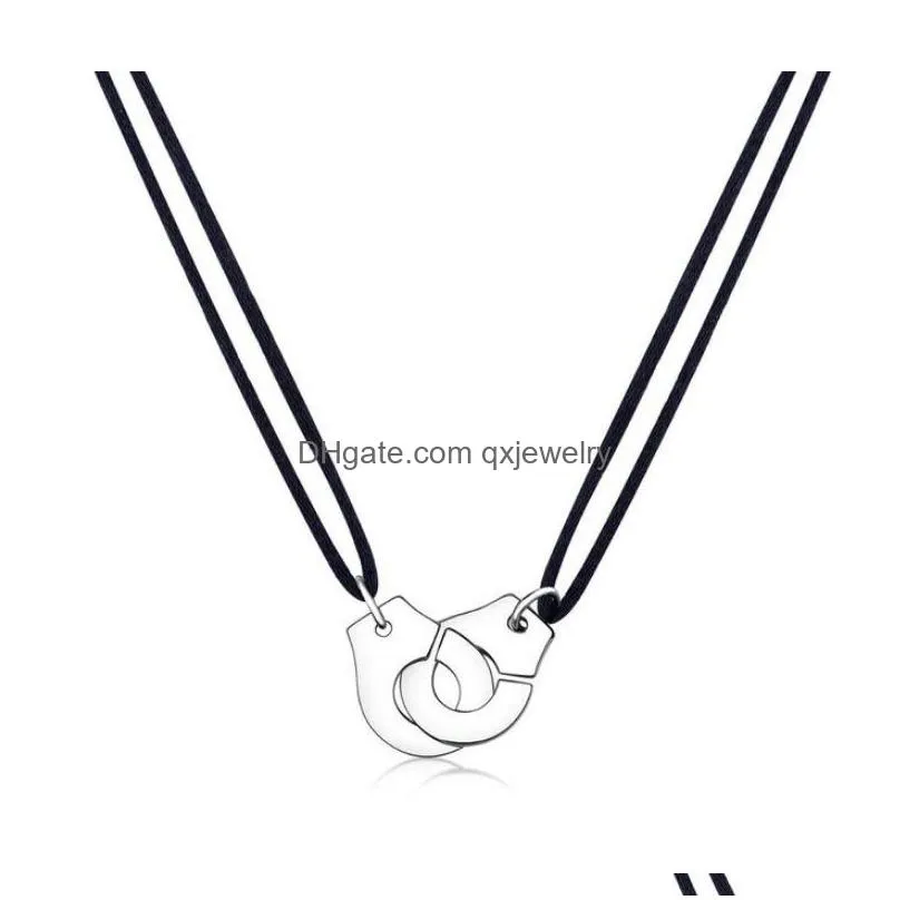 Strands, Strings  Handcuff Necklace Les Menottes Pendant With Adjustable Rope Men Women Party Holiday3911689 Drop Delivery Jew Dhko2