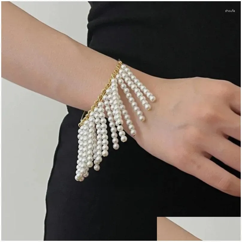 Bangle XIALUOKE Multichamber Beaded Pearl Tassel Open Bracelets For Woman Fashion Vintage Party Jewelry Girl