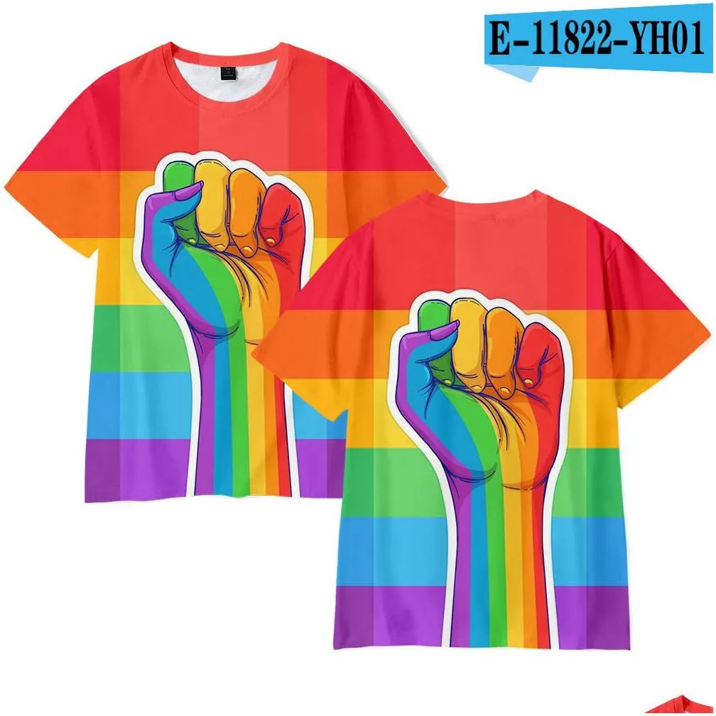 Men`S T-Shirts Mens T Shirts Lgbt Rainbow 3D Short Sleeve Shirt Men And Women Lgbtq Clothing Casual Fashion Print Streetwear Tops Drop Dhaya
