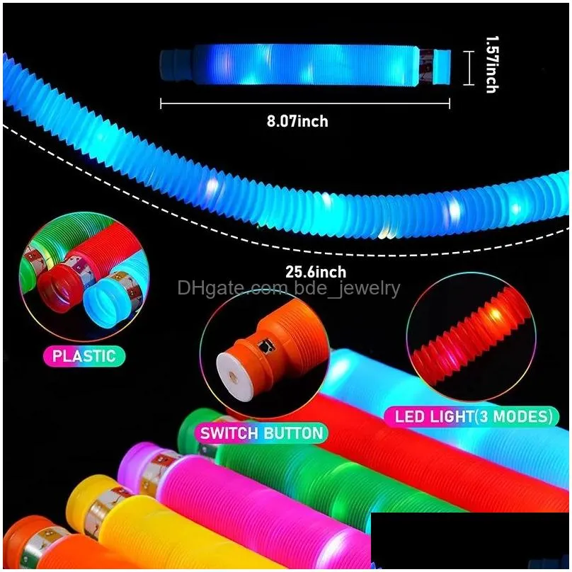 party toys flash bellows vent decompression led light water pipe  tube decompressions light-emitting telescopic tube