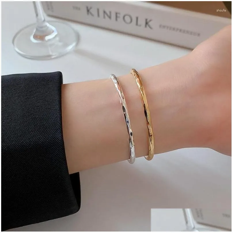 Bangle Minar Simple Gold Silver Color Metallic Bangles Brass Pleated For Women Man Unisex Statement Casual Accessories