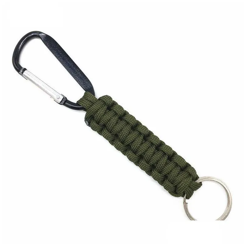 Outdoor Keychain Ring Camping Carabiner Paracord Cord Rope Camping Survival Kit Emergency Knot Bottle Opener Tools