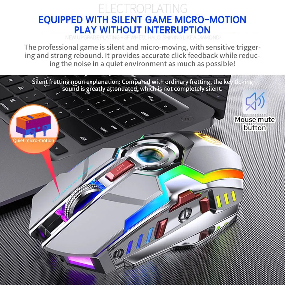 a5 mice rechargeable wireless gaming mouse 2.4ghz 1600dpi silent wireless mouses 7 keys usb optical game backlight for laptop desktop